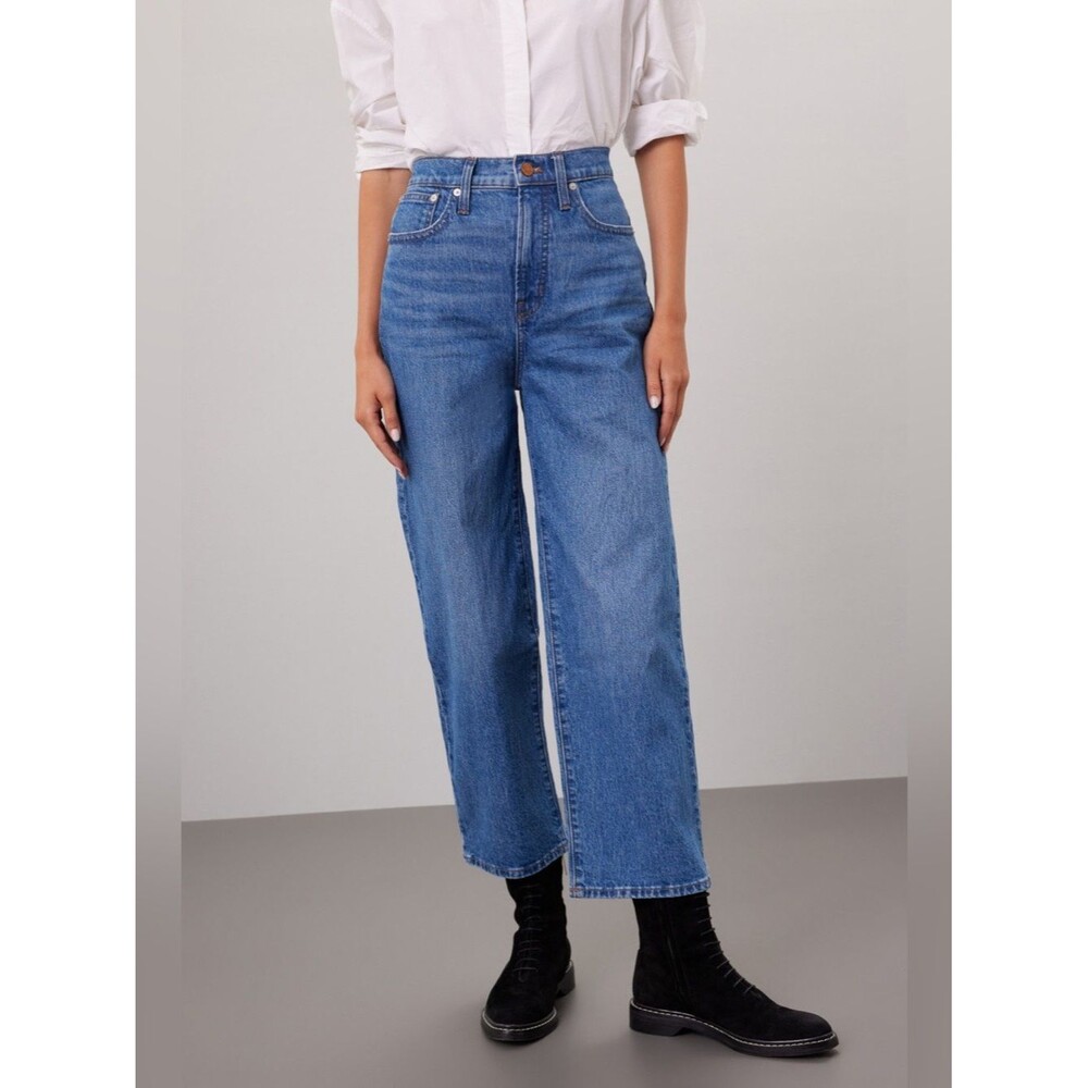 Madewell Perfect Vintage Wide-Leg Jeans Medium Blue Wash Sz 24 Tall
